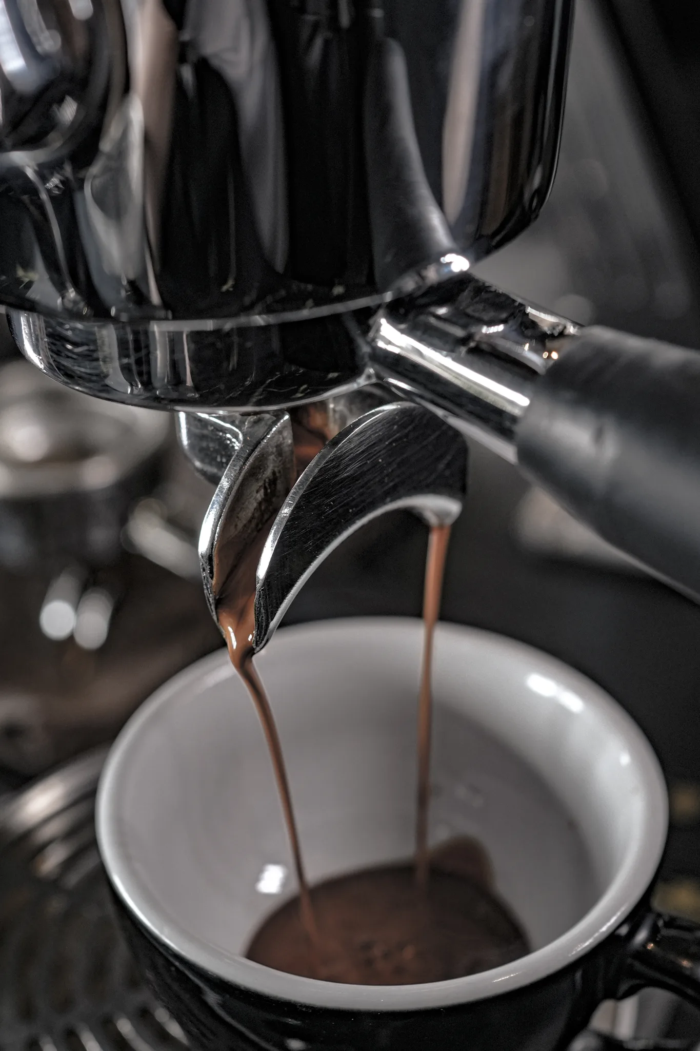 Fresh espresso shot pulling at The Goat Father, Canggu
